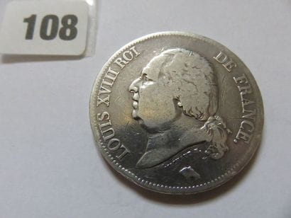 France - 5 Francs Louis XVIII, tête nue 1822...