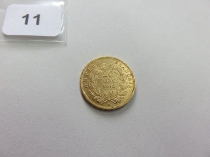 20 Francs or Napoléon III tête nue 1860 BB...
