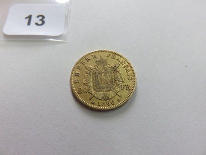 20 Francs or Napoléon III tête laurée 1866...
