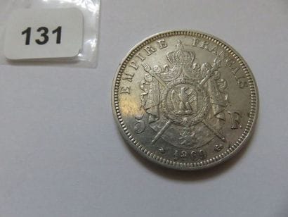 France - 5 Francs Napoléon III, tête laurée...