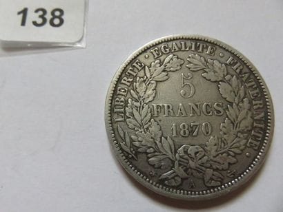 France - 5 Francs Céres, avec légende 1870...