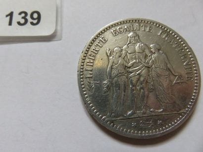 France - 5 Francs Hercule 1877 K (argent,...