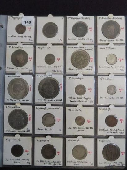 France - XIXe siècle - Collection de 32 monnaies...