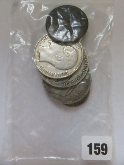 Lot de 5 monnaies dont 4 en argent (Décime...