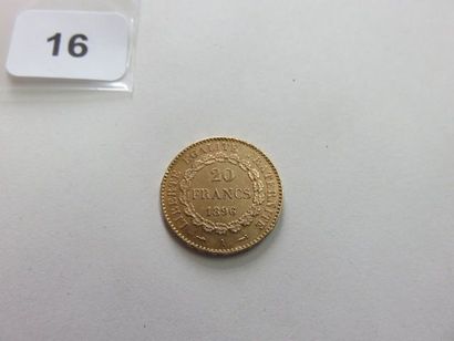 20 Francs or Génie 1896 A (faisceau) TTB