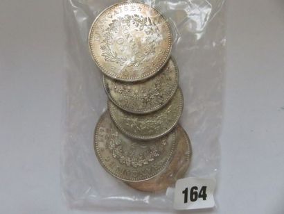 Lot de 5 monnaies Hercule, 3 de 50 Francs...