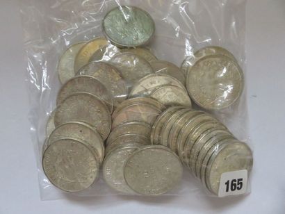 Lot de 38 monnaies en argent, 9 de 50 Francs...