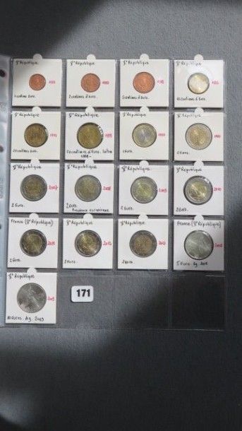 France - Euros - Collection de 17 monnaies...