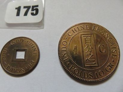 Indochine française - 2 monnaies, Sapèque...