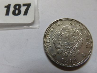 Argentine - 20 Centavos 1882 (argent, KM...