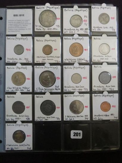 Bolivie - Collection de 16 monnaies (dont...