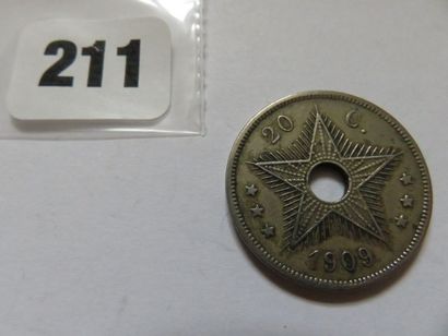 Congo belge - 20 Centimes 1909 (cuppro-nickel,...
