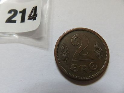 Danemark - 2 Ore 1913 (bronze, 373 000 ex.)...