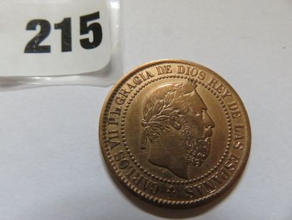Espagne - 5 Centimos Charles VII (prétendant)...