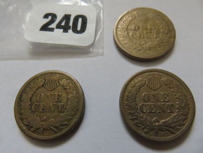 USA - Lot de 3 x 1 Cent 1860,1863 et 1864...