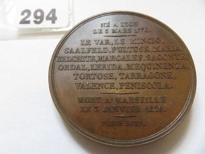Médaille - Mort du Maréchal Suchet, 3 Janvier...
