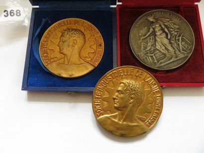 Lot de 3 médailles de la Société Industrielle...