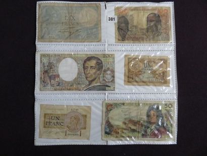 Lot de 7 billets, dont 3 de la Banque de...