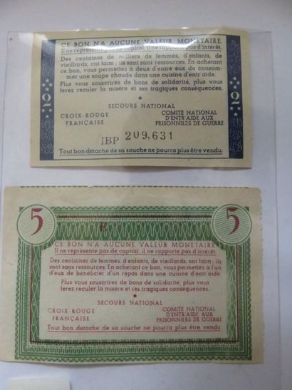 2 bons de solidatité de Pétain de 2 Francs...