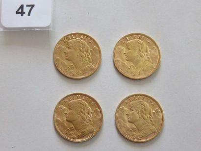 Suisse - Lot de 4 x 20 Francs or 1935 LB...