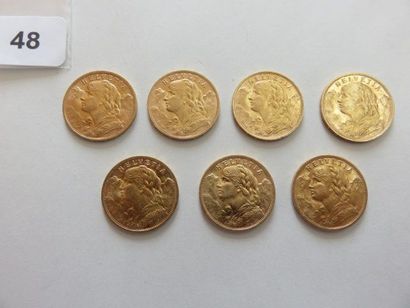 Suisse - Lot de 7 x 20 Francs or 1935 LB...