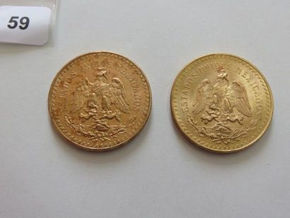 Mexique - Lot de 2 x 50 Pesos or 1947 TT...