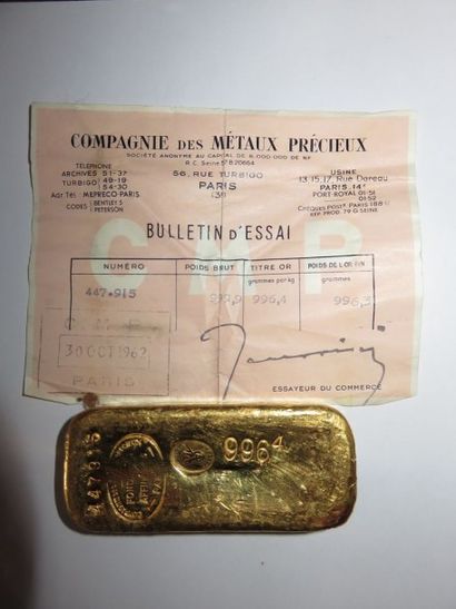 Lingot or N° 447 915 (Poids brut 999,9 g...