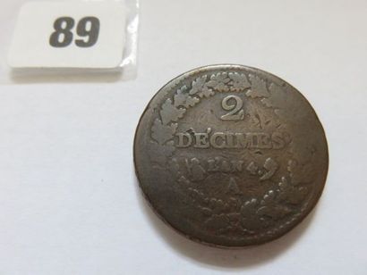 France - 2 Décimes Dupré AN 4 A (cuivre)...