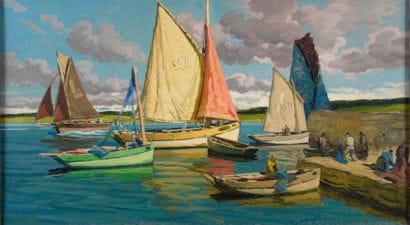 ESCHBACH PAUL, 1881-1961 VOILIERS ET PECHEURS...