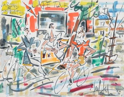 GEN PAUL, 1895-1975 CYCLISTE AU JARDIN ET...