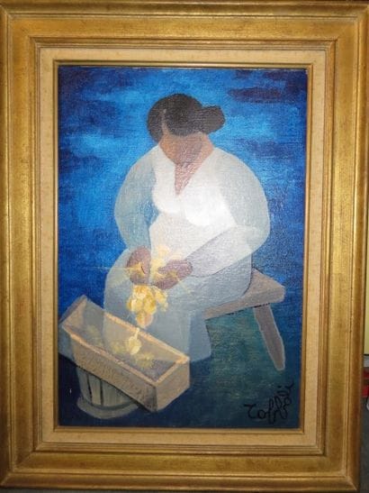 TOFFOLI Dénudeuse d'ail Huile sur toile,...