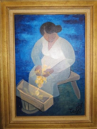 TOFFOLI Dénudeuse d'ail Huile sur toile,...