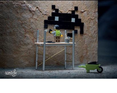 SAMSOFY « Invader » Tirage sur diasec contrecollé...