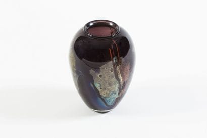 Claude MONOD Vase ovoïde en verre à inclusion...
