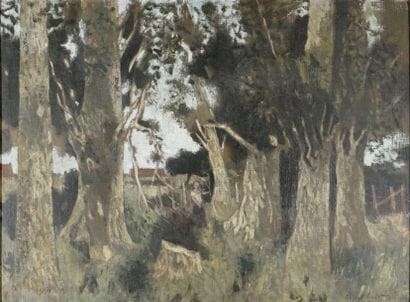 OUDOT Roland, 1897-1981 Jeune femme aux arbres...