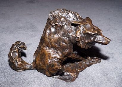 DAVID José Maria, 1944-2015 Loup assis bronze...