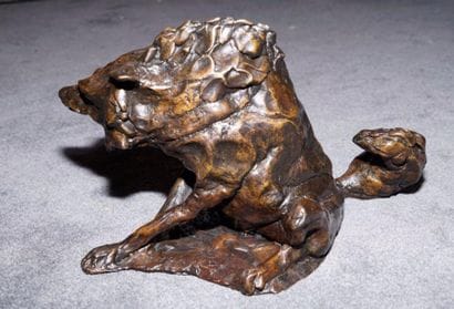 DAVID José Maria, 1944-2015 Loup assis bronze...