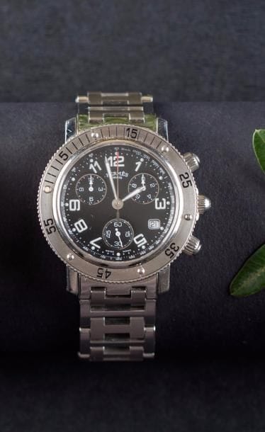 HERMES Montre chronographe, modèle Clipper,...