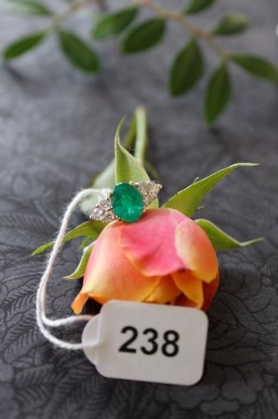 Bague or gris 750 millièmes, ornée d'une...