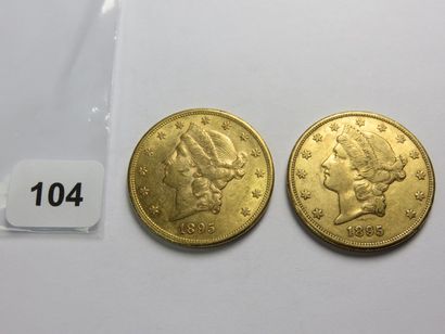 Monnaies or - USA - Lot de 2 x 20 Dollars...