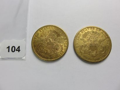 Monnaies or - USA - Lot de 2 x 20 Dollars...