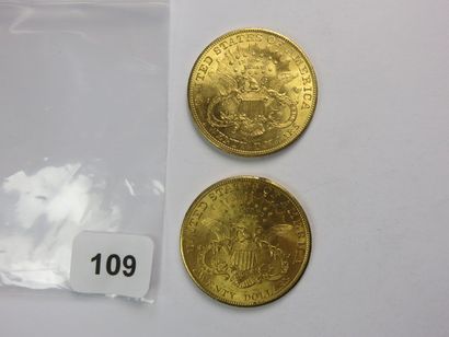 Monnaies or - USA - Lot de 2 x 20 Dollars...