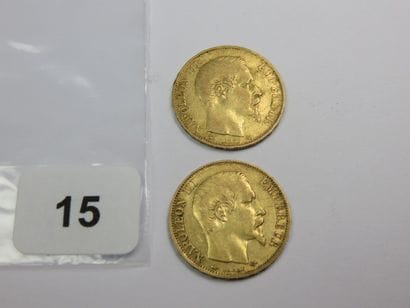 Monnaies or - Lot de 2 x 20 Francs Napoléon...