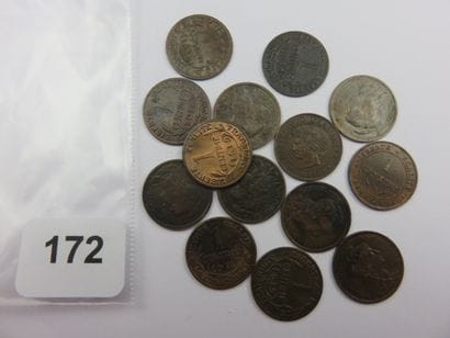 Monnaies - France - Lot de 14 x 1 Centime...