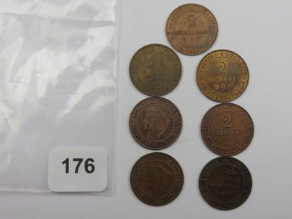Monnaies - France - Lot de 7 x 2 Centimes...