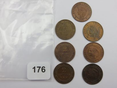 Monnaies - France - Lot de 7 x 2 Centimes...