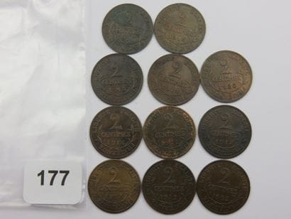 Monnaies - France - Lot de 11 x 2 Centimes...