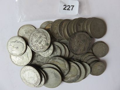 Monnaies argent - Belgique - Lot 55 monnaies...