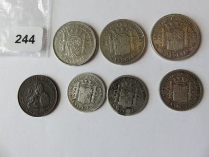 Monnaies - Espagne - Collection de 7 monnaies...
