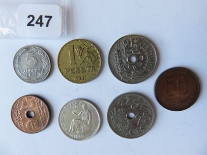Monnaies - Espagne - Collection de 7 monnaies...